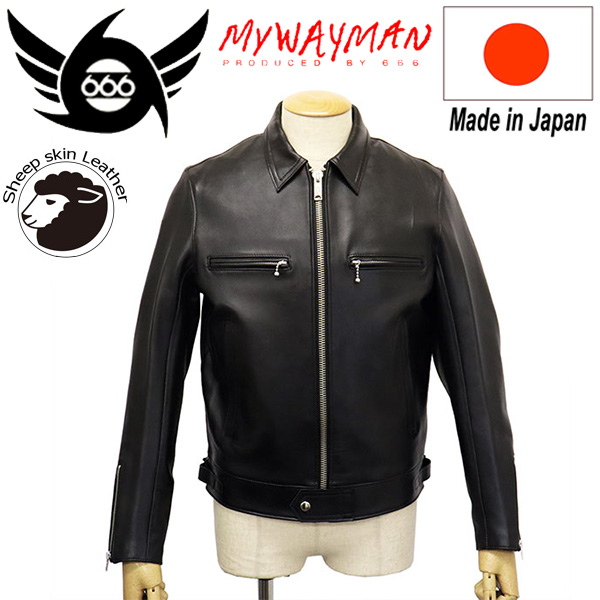 666MYWAYMAN シングルライダースジャケット 36 シープスキン 程度良