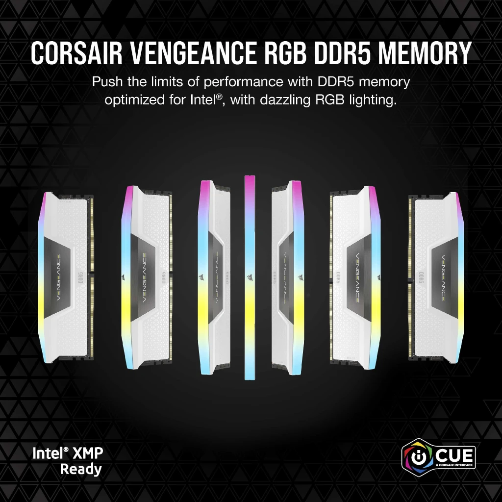 VENGEANCE® RGB 32GB (2x16GB) DDR5 DRAM 5200MHz C40 Memory Kit — White