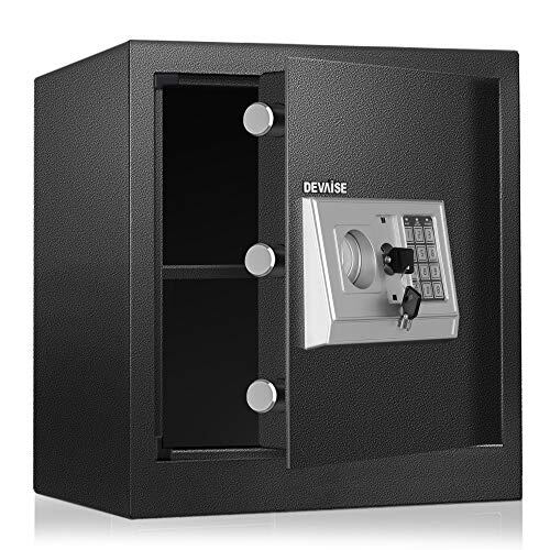 金庫 家庭用 小型 防犯金庫 A4書類横収納可能 鍵&緊急電池ボックス付