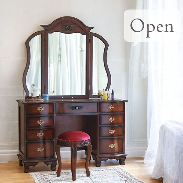 アンティーク ドレッサー ドレッサー おしゃれ 完成品 収納 三面鏡