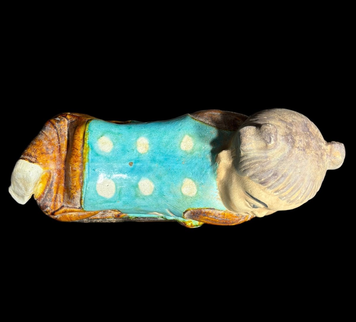 004 中国美術 色絵陶人形 高さ25cm 置物 オブジェ 古董品 觀音像｜