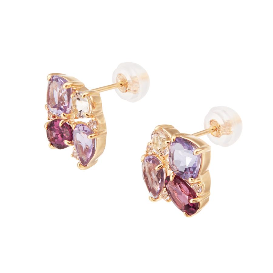 ジュエリーツツミ K10イエローゴールドマルチストーンピアス