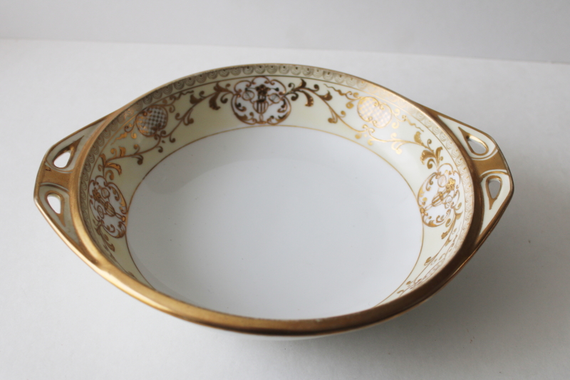 antique Noritake Japan green M mark hand painted china bowl