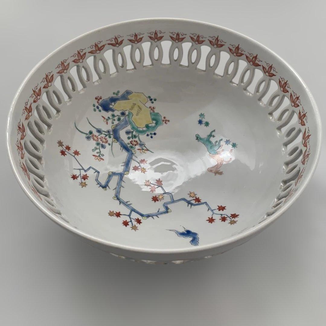 【箱付き】十二代 酒井田柿右衛門、鹿・紅葉・透鉢 箱付き】十二代 酒井田柿右衛門、鹿・紅葉・透鉢 未使用】十二代/酒井