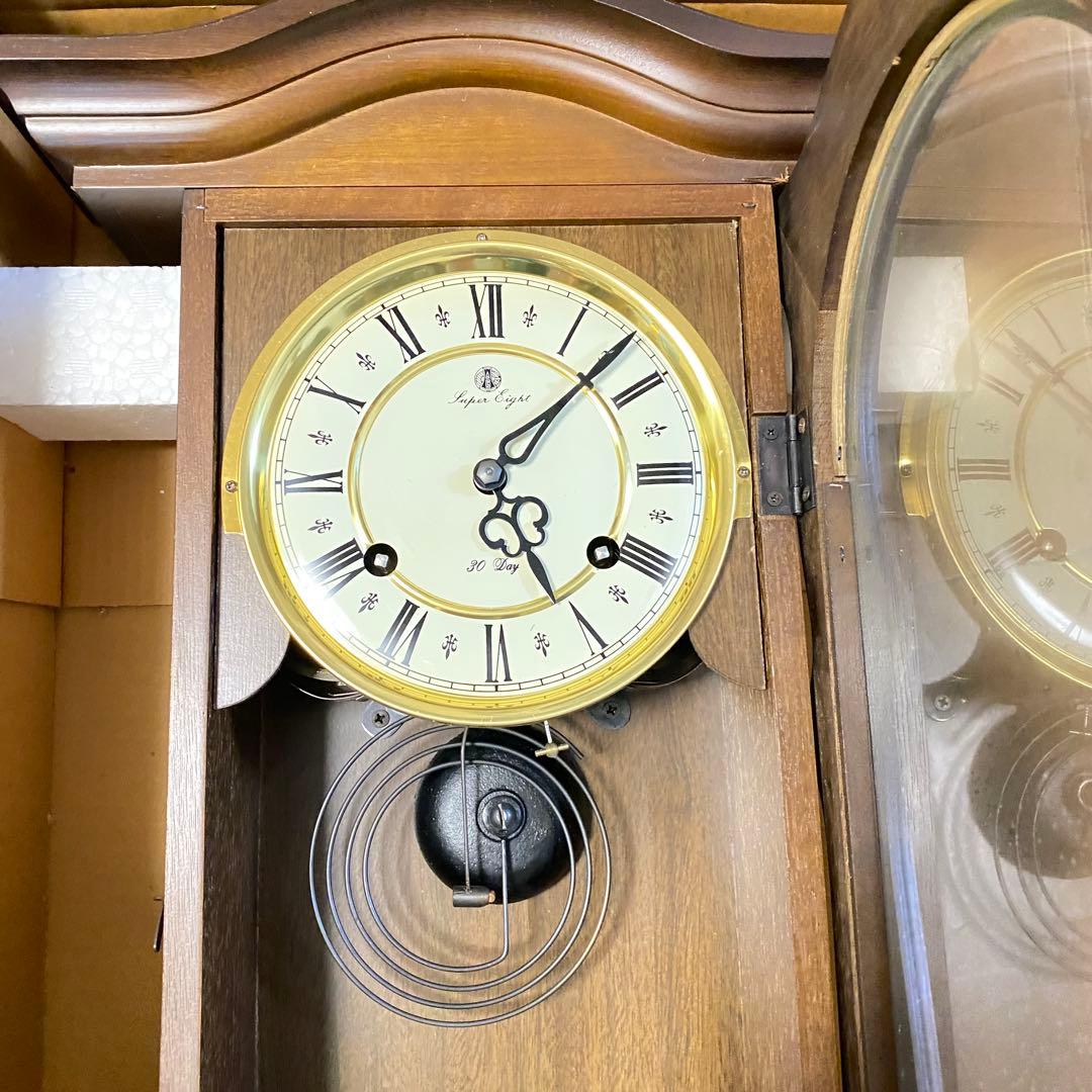愛知時計製 壁掛け時計 木製 振り子時計 クラシック レトロ 箱付き