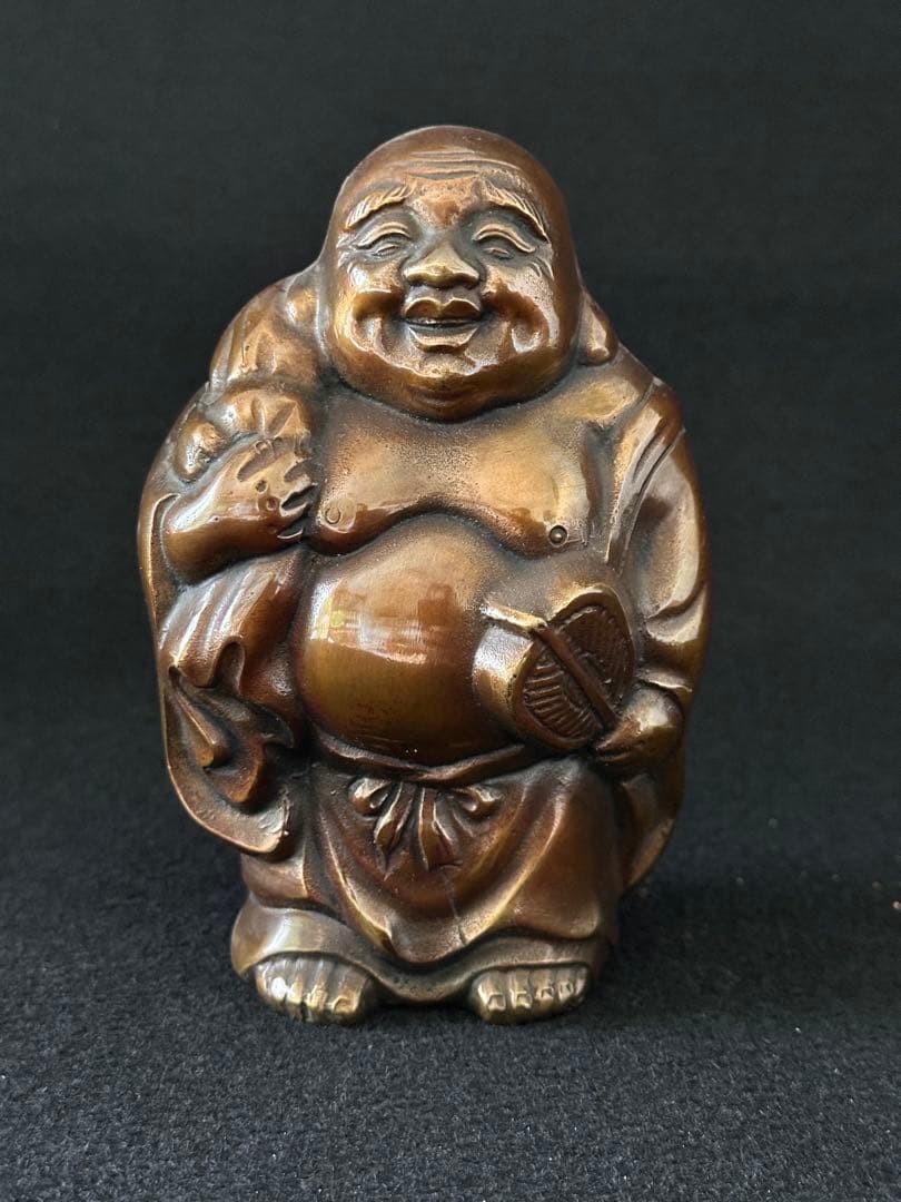 布袋様置物　銅製　高さ約14.5cm 七福神　骨董　古美術 布袋様置物 銅製 高さ約14 5cm 七福神 骨董 古美術 縁起物｜Yahoo
