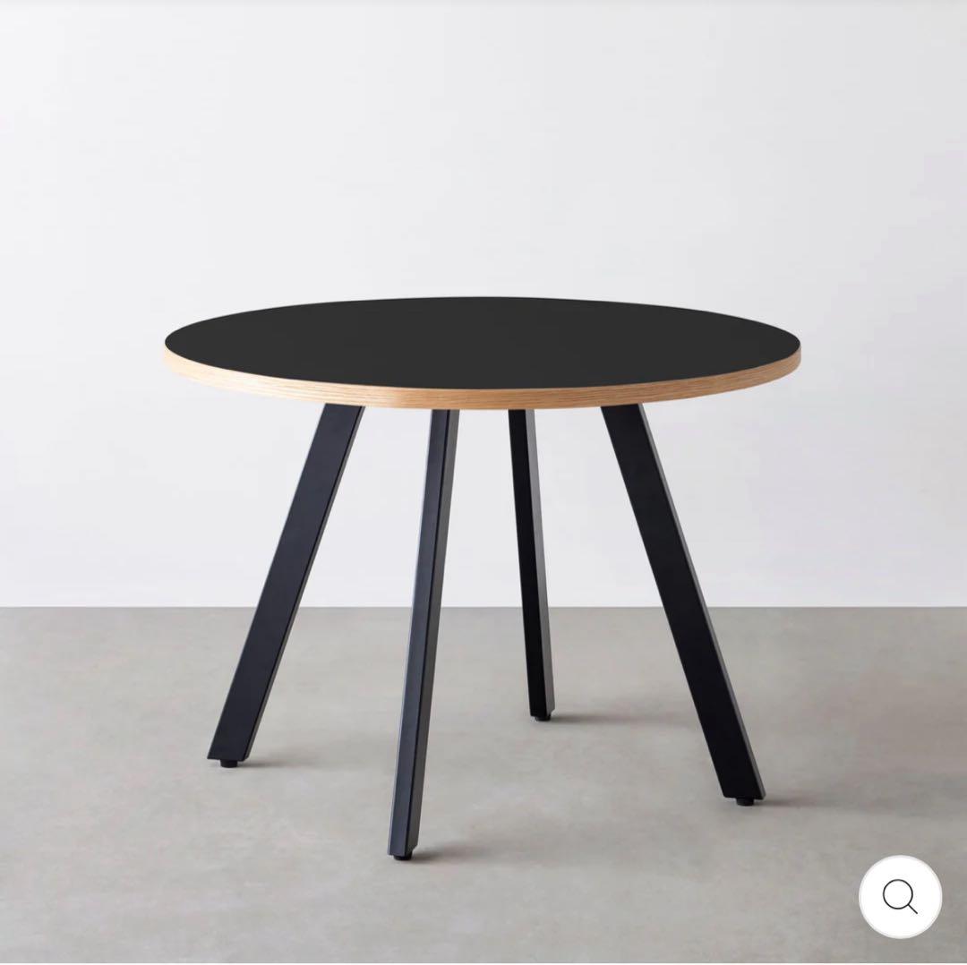 【値下げしました】KANADEMONO ダイニングテーブル 黒 円形　リノリウム