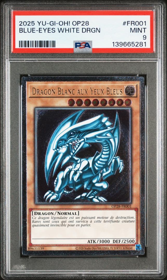 PSA9 EU フランス語 青眼の白龍 ブルーアイズ OTS28 レリーフ EU ドイツ語 青眼の白龍 ブルーアイズ OTS28 OP28 遊戯王 レリーフ