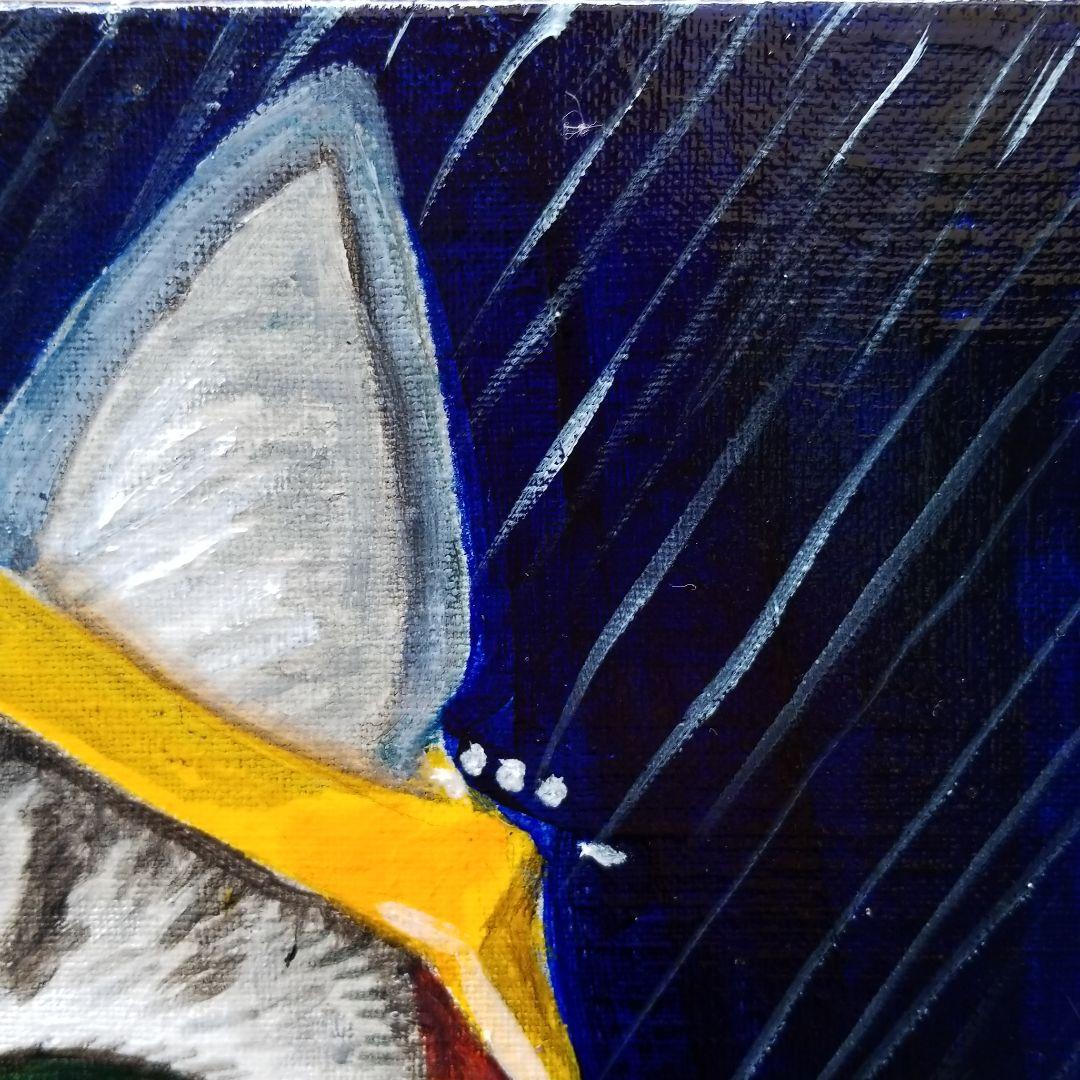 油絵 専用 嵐の訪れを伝える猫 サバトラ白ちゃん編